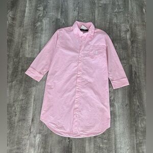 Ralph Lauren Women's Long-Sleeve Roll-Tab Striped Shirt Sleepshirt Size S